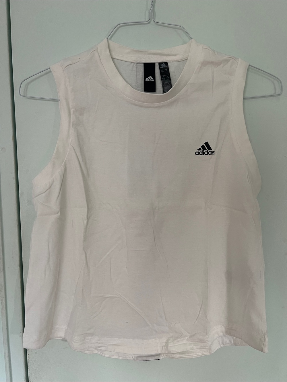 Adidas White Women's Sleeveless Tank with Black Logo
